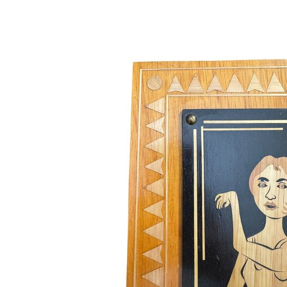 Vintage Handmade Curiosidades Tipicas Columbianas Dancers Inlaid Wood - Picture 2 of 3